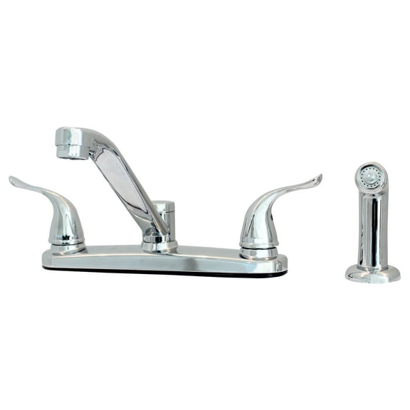 WMF-8238ZMLP-CP - Hybrid Metal Deck Kitchen Sink Faucet with 360 Degree Swivel Low Spout Washerless Cart.Double Handle