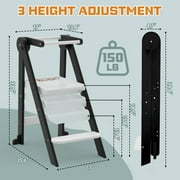 G TALECO GEAR Foldable Toddler Tower, Kitchen Kids Step Stool Helper, Standing Tower with 3 Adjustable Heights, Black&White