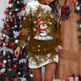 thumbnail image 2 of Wyzesi Robes Roses Grande Taille avec Manches Robe Chandail Imprimée de Noël pour Femmes Col Rond Manches Longues Robe Décontractée Sans Capuche Robes d'Hiver pour Fille, 2 of 5