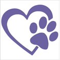 thumbnail image 1 of Heart with Dog PAW Puppy Love 8" (Color Lavander) Window Sticker for Cars, Trucks, Windows, Walls, Laptops, and Other Stuff., 1 of 1
