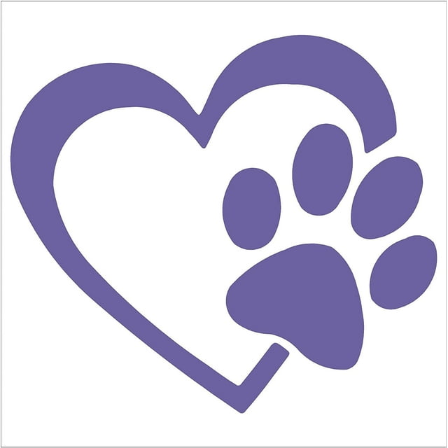 Heart with Dog PAW Puppy Love 8" (Color Lavander) Window Sticker for Cars, Trucks, Windows, Walls, Laptops, and Other Stuff.