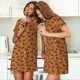 thumbnail image 4 of Fotbe Dachshund And Ball Bata de Dormir para Mujer con Estampado, Camisón de Algodón de Manga Corta, Ropa de Dormir Casual, 4 of 6