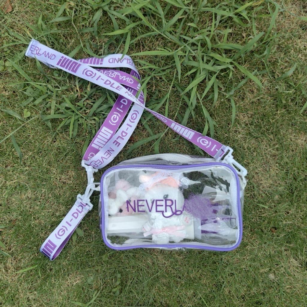 (G)I-DLE Lightstick Storage Bag Cross Body Transparent PVC Travel Bag Casual Carry on One Shoulder Bag Handbag NEVERLAN Gifts
