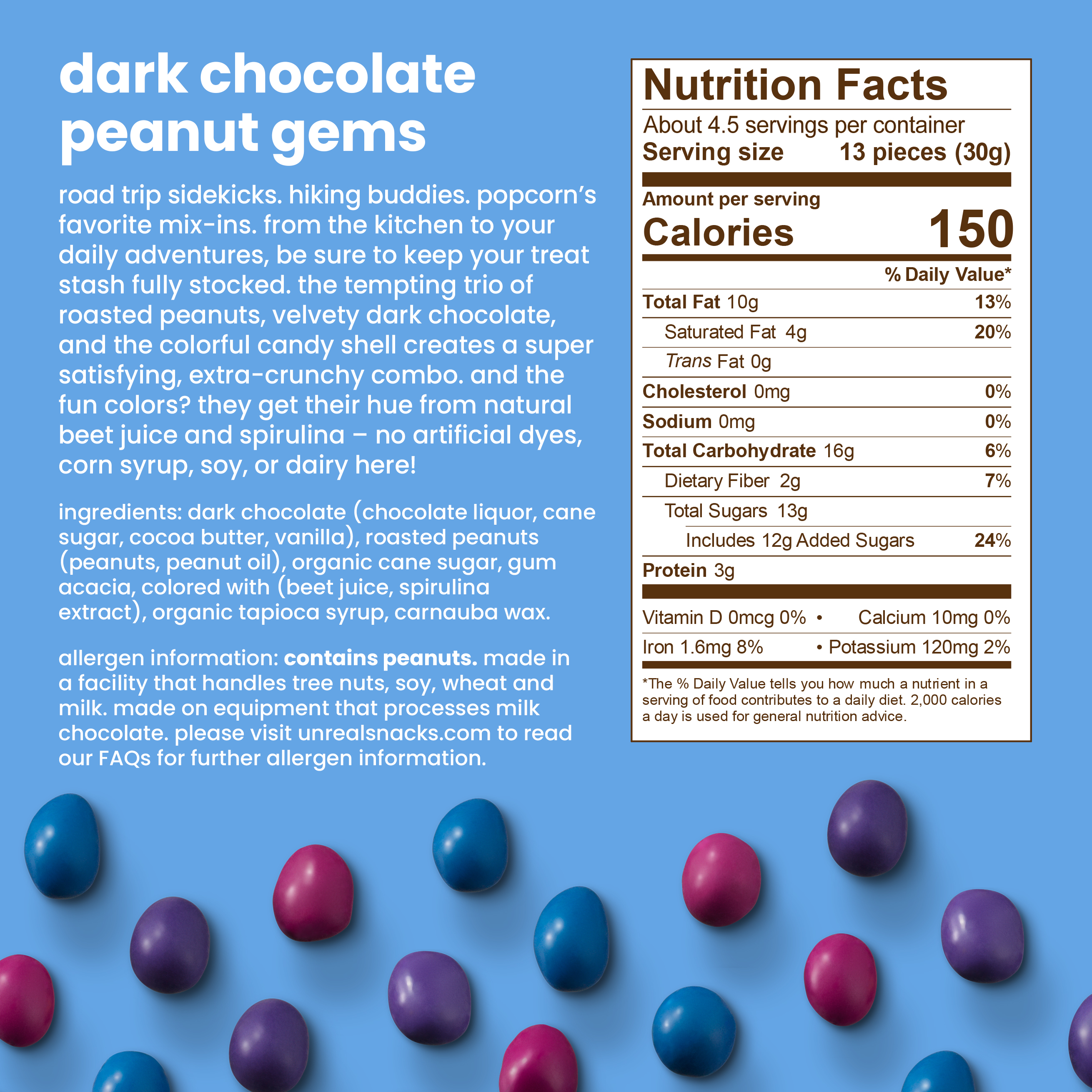UNREAL Dark Chocolate Covered Peanut Gems, 5 oz photo 5