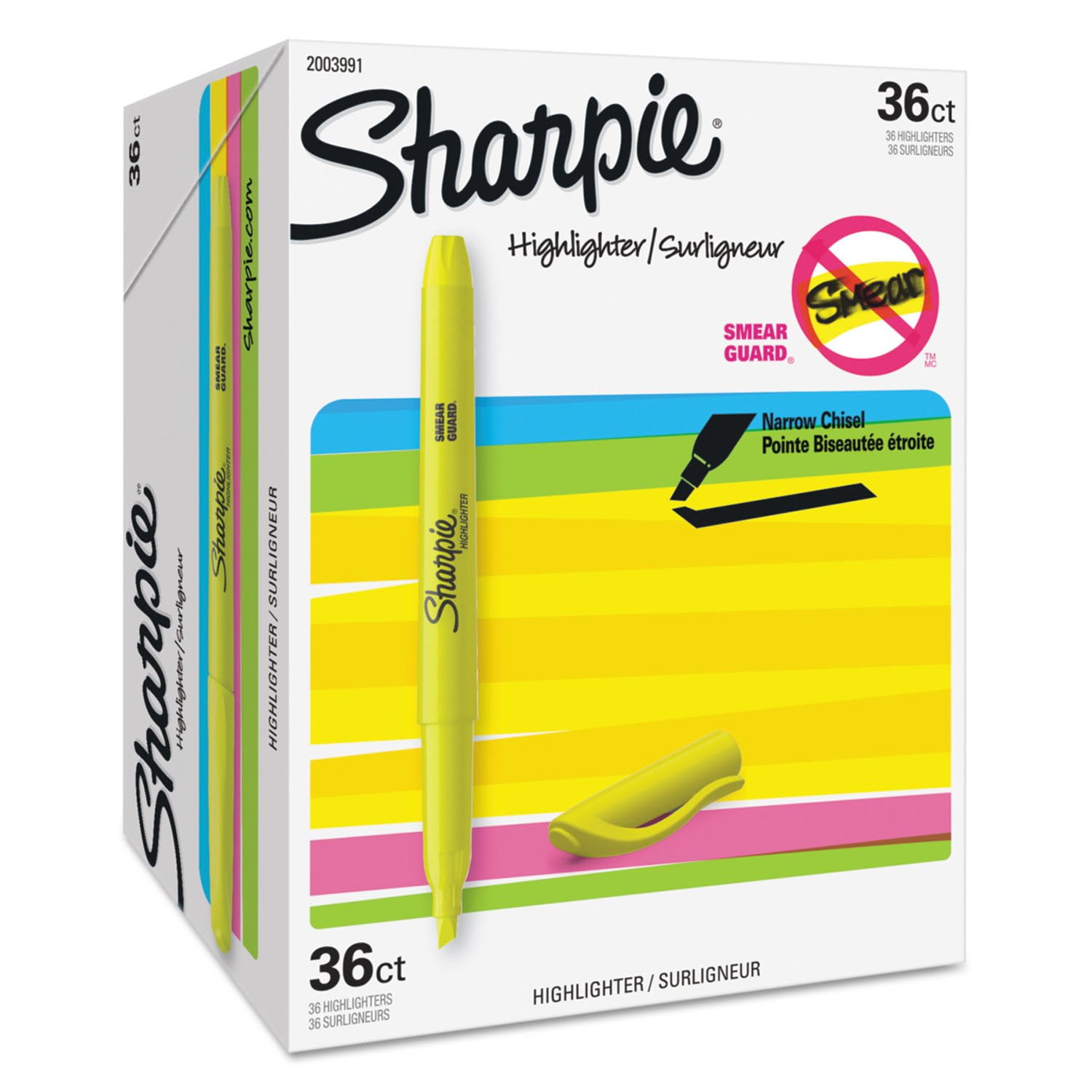 Sharpie Pocket Highlighters Office Pack, Chisel Tip, Yellow, 36