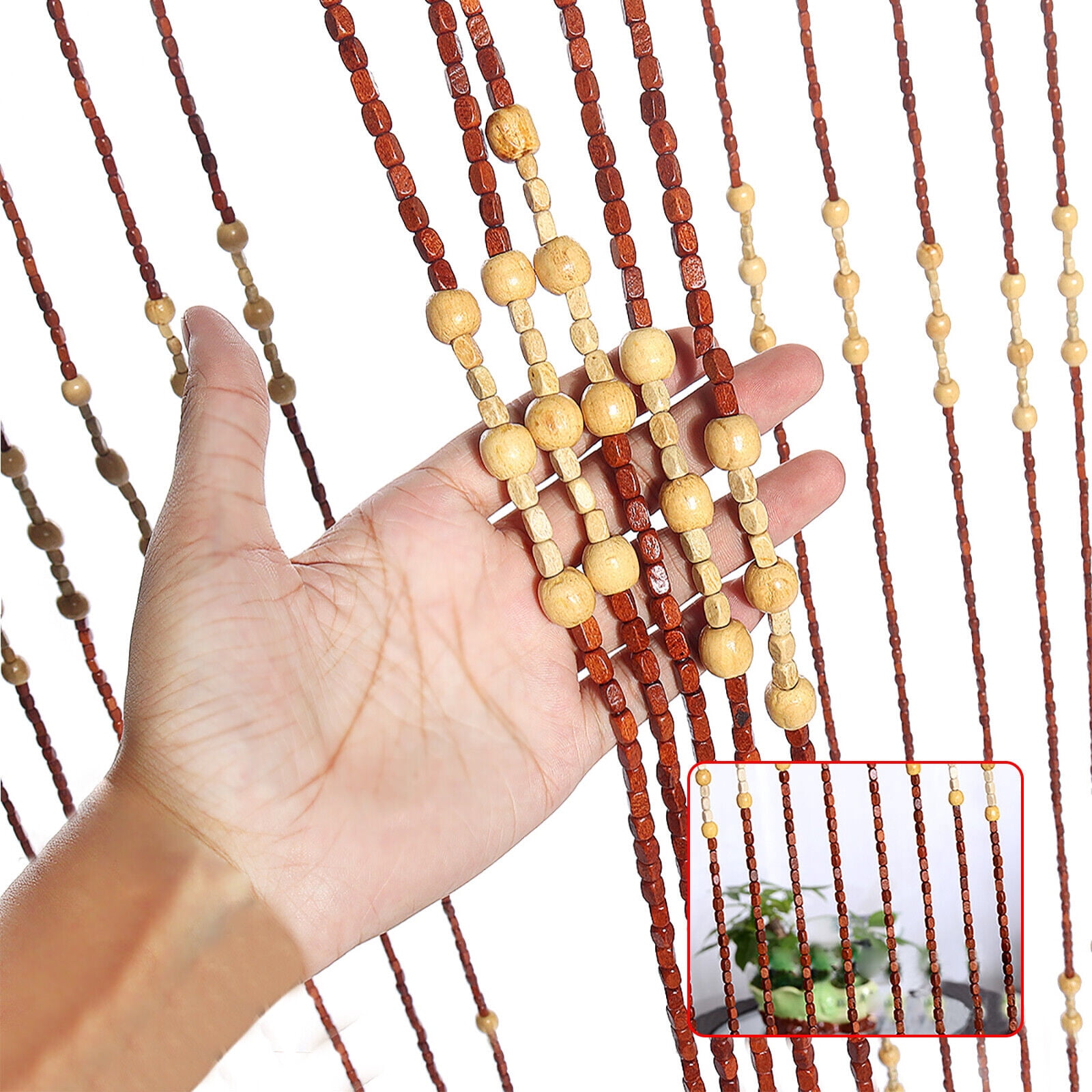 Bamboo Bead Curtain String Door Curtains Beaded Wooden Curtain fit for Doorway