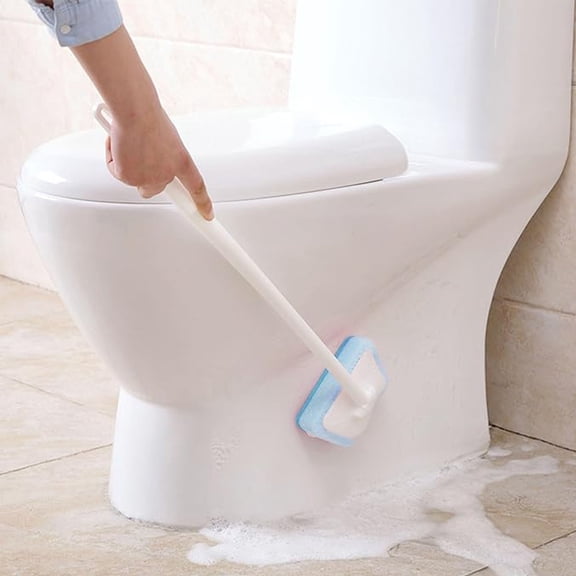 Long Handle Sponge Brush Bathroom Wall Tile Cleaner Scrubber Multi-Purpose Bathtub and Floor Scouring Tool with Ergonomic Grip for Household Deep Cleaning #144 Blue