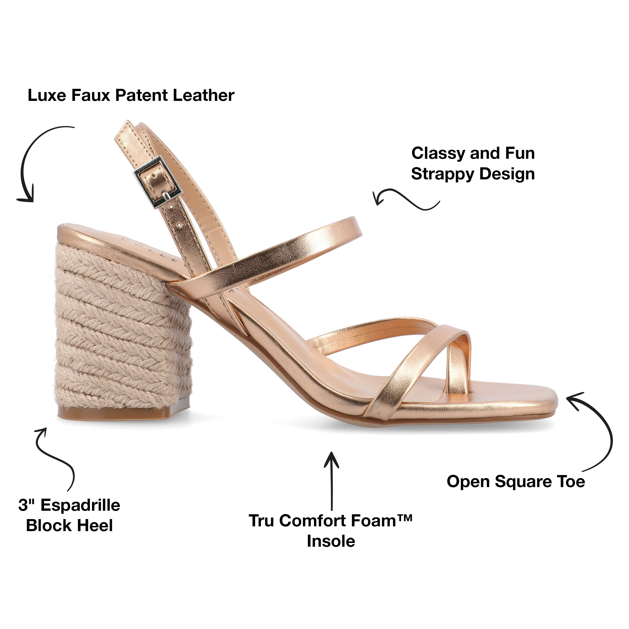 Journee Womens Olivina Jute Covered Block Heel Dress Sandals