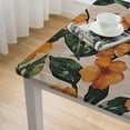 thumbnail image 5 of HAOXIT  Yellow Floral Linen Tablecloth,French Vintage with Orange Flowers Pattern Table Cloth for Square Tables,Decoration Table Cover for Kitchen Dining Banquet Thanksgiving New Year 52*52, 5 of 8