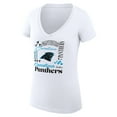 thumbnail image 2 of Women's G-III 4Her by Carl Banks  White Carolina Panthers Super-Slim Fit Lightweight Collage Team V-Neck T-Shirt, 2 of 3