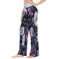 thumbnail image 3 of Women's Long Sleep Pants Home Pants Sleep Pants Wide-Leg Pants Design Elastic Fabric Casual Pants S Purple Flowers, 3 of 7
