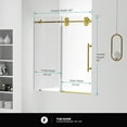 thumbnail image 3 of Fine Fixtures Tub Door Sliding Frameless Tempered Glass 60" W x 66" H Satin Brass, 3 of 12