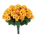 thumbnail image 4 of Artificial Geranium Flowers 5 Branch Silk Geranium Bush Fake Plants for Outdoor Garden Patio Home Table Centerpieces Wedding Cemetery All Season Decor Yellow 13 Inch (1Pcs), 4 of 8
