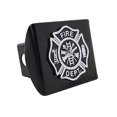 thumbnail image 2 of AMG Auto Emblems Support Firefighters Metal Emblem (Chrome & Black) on Black Metal Hitch Cover Fire, 2 of 3