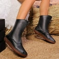 thumbnail image 6 of Bnwani Women Boots Fashion Zipper Low-Heel Flat Casual Solid Retro Boot Black Size 5.5, 6 of 7