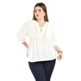 thumbnail image 4 of Blusa con detalle de moño Roman Fashion /Tallas Extras, 2657 (Hueso) blanco 38, 4 of 6