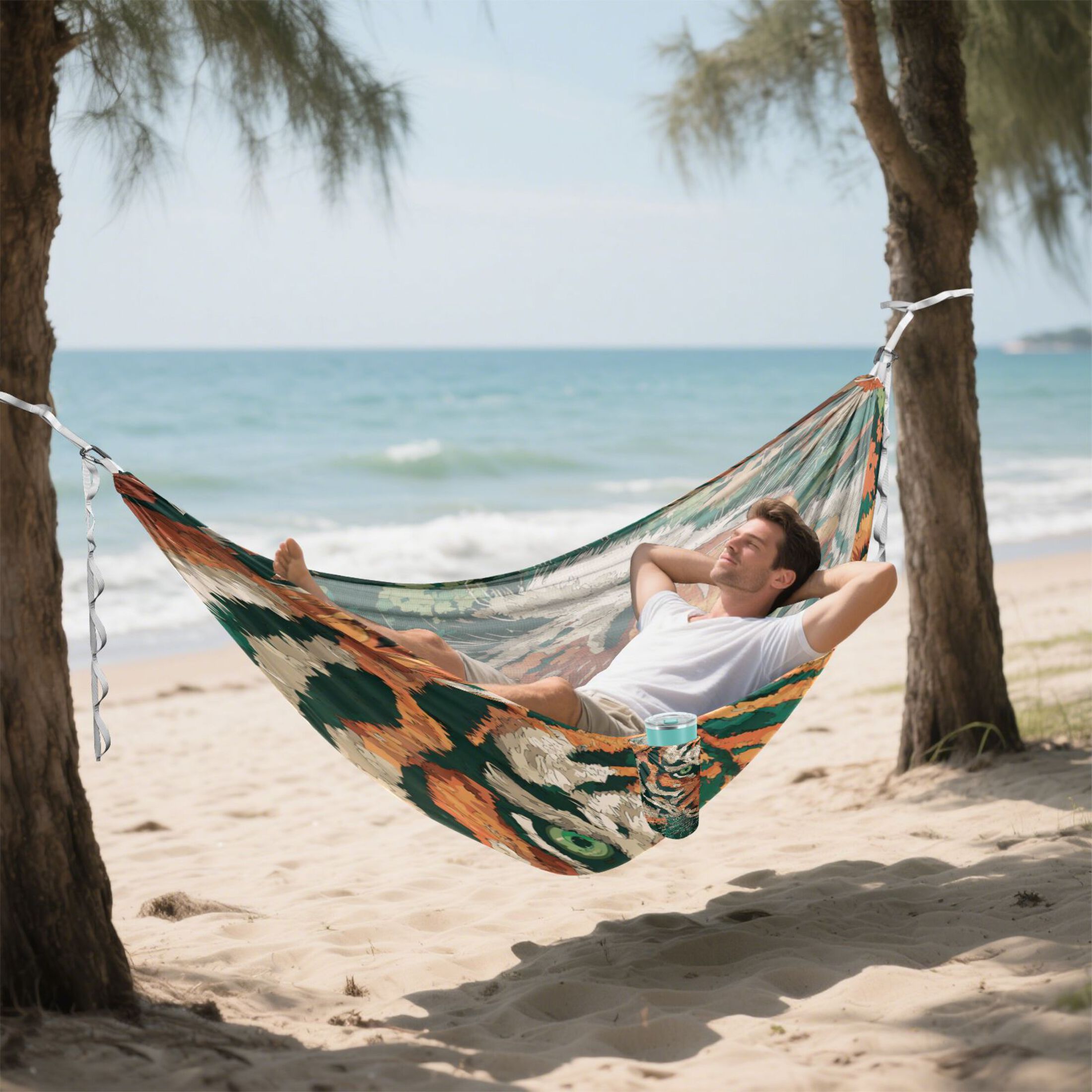 Hammock Camping Hammock Nylon Portable Hammock Travel Camping Hammock Cartoon Orange Tiger