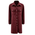 thumbnail image 3 of FINALGANG Women's Solid Color Long Sleeve Shirt Dress Collar Neck Button Front Pocket Decor Corduroy Loose Fit Dress Office Casual Daily Dress, 3 of 4