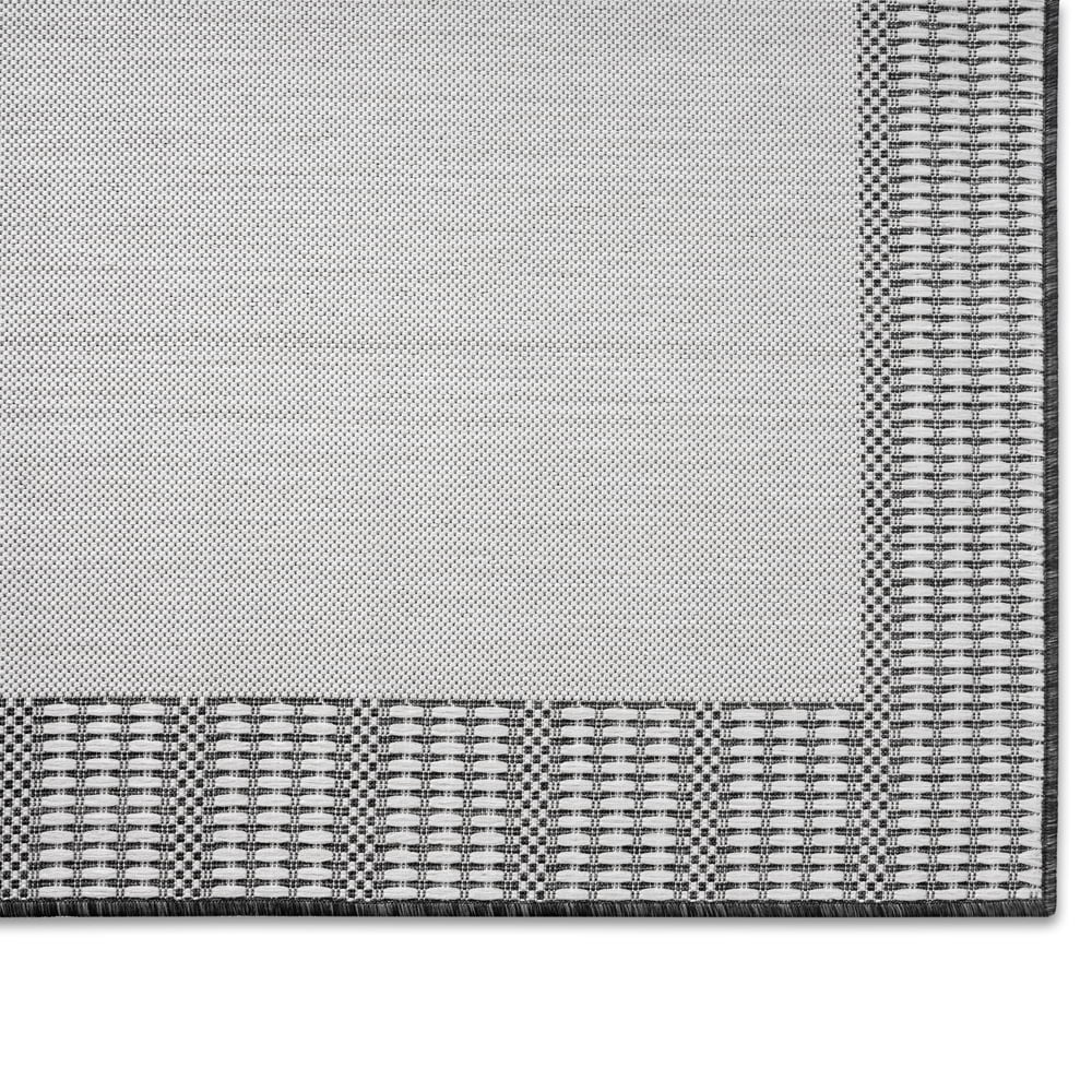 Nicole Miller New York Patio Country Landry Traditional Border Indoor/Outdoor Area Rug, Grey/Black, 7'9"x10'2"