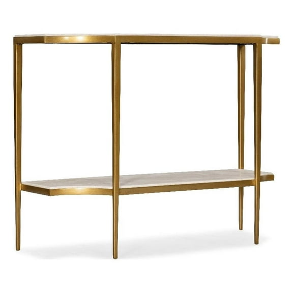 Bowery Hill Modern / Contemporary Stone Console Table in Gold Finish