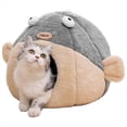 thumbnail image 1 of para Gatos de Interior - Cama Cueva con Almohada Acolchada Extraíble y Lavable, y Muebles Vibrantes para Gatos, Color Gris, 1 of 7