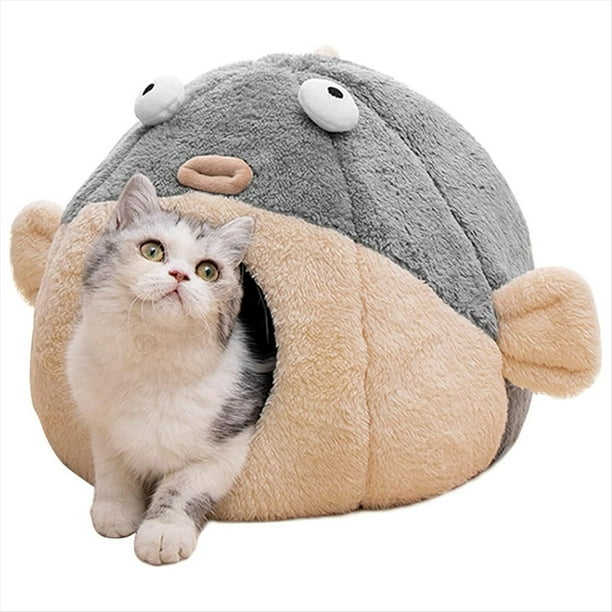 para Gatos de Interior - Cama Cueva con Almohada Acolchada Extraíble y Lavable, y Muebles Vibrantes para Gatos, Color Gris