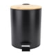 thumbnail image 2 of Bote De Basura De Cocina, Cubo De Basura Redondo De Cierre Suave Con Tapa De Bambú Para Uso Doméstico, Baño, Cocina, Interior Negro, 2 of 7