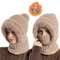 thumbnail image 1 of Sombreros de nieve para mujer, gorro de punto para mujer, en otoño e invierno, juego de sombrero y bufanda para mujer, gorro resistente al frío, bufanda y máscara, 1 of 1