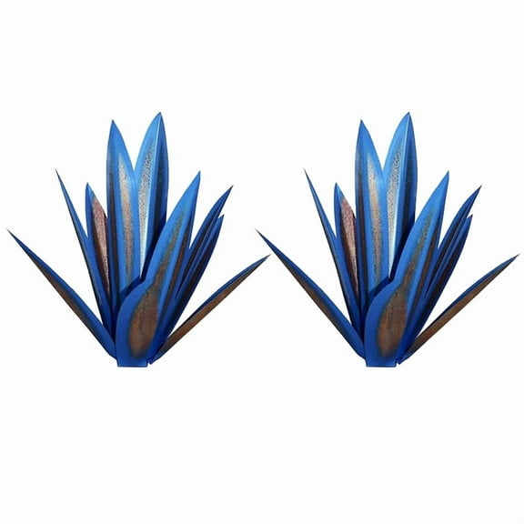 2X Tequila Rustic Sculpture Metal Agave Plant Home Decor Rustic Hand Painted Metal Agave Garden Ornaments Outdoor,35cm