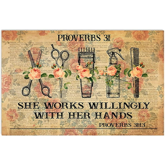 Barber Tools Metal Sign Vintage Barber Shop Decor A Hairdresser's Prayer Posters Salon Home Room Wall Decor Plaque 12x18 Inches