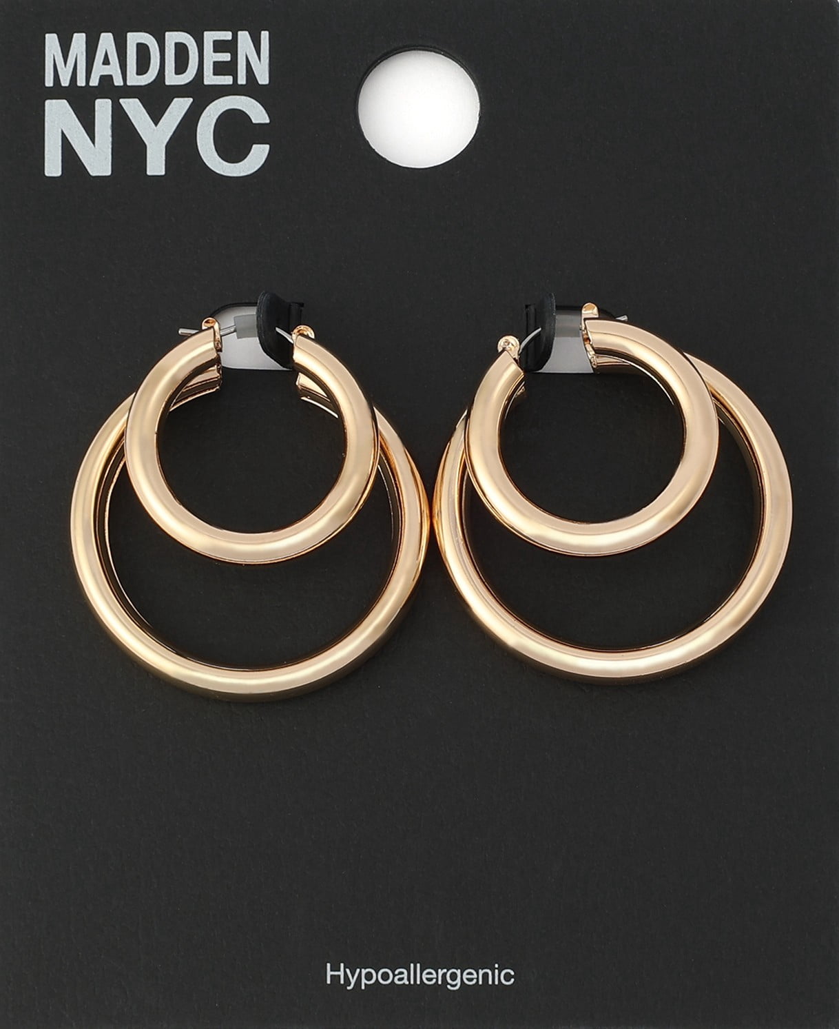 Madden NYC Women's Fashion Gold-Tone Double Layered Hoop Earrings