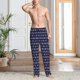 thumbnail image 2 of Balery Purple and Blue Squares Pantalones de pijama para hombre, pijama ultraligero, pantalón de descanso-Large, 2 of 6