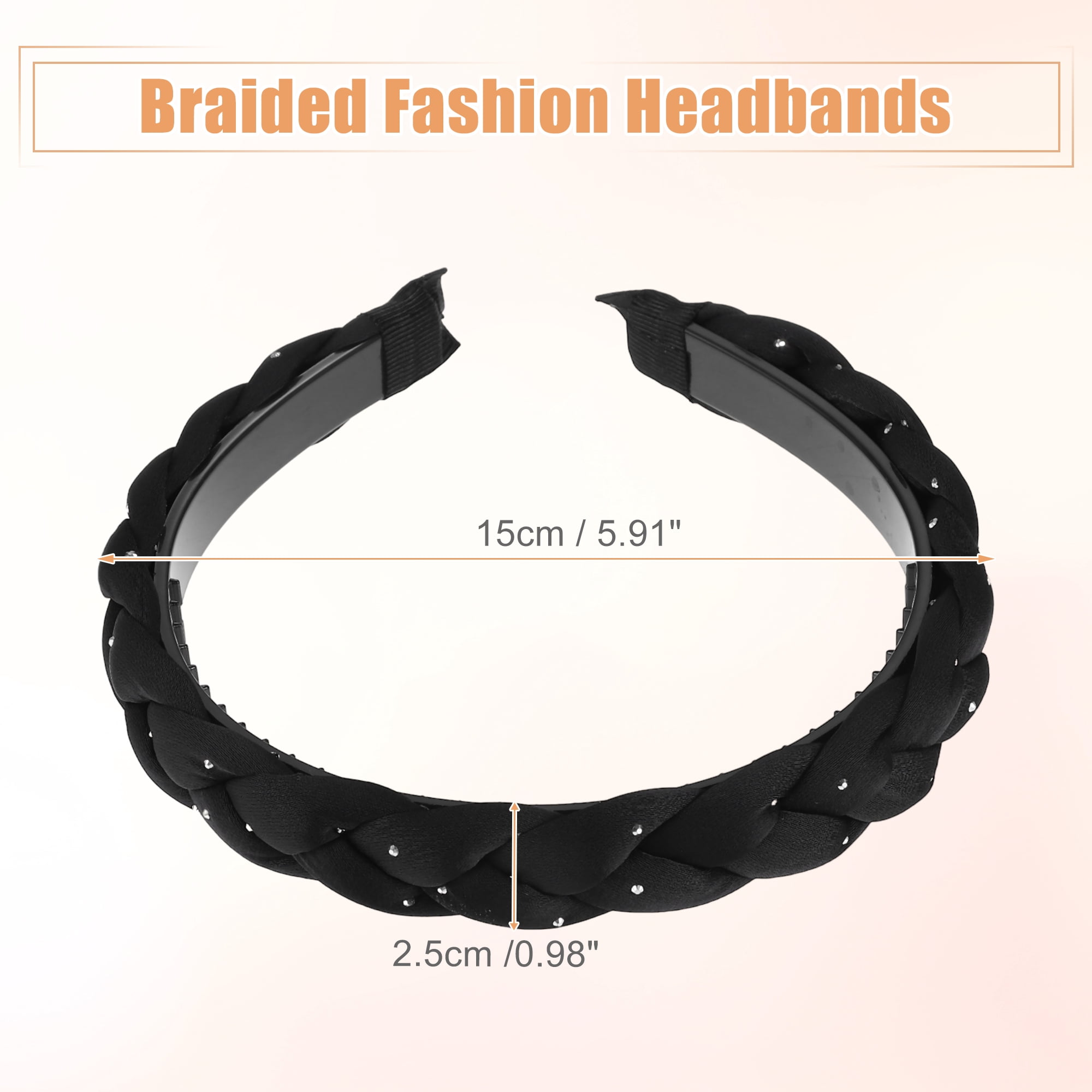 Unique Bargains Women's Thick Braided Twisted Braid Hair Hoop Black