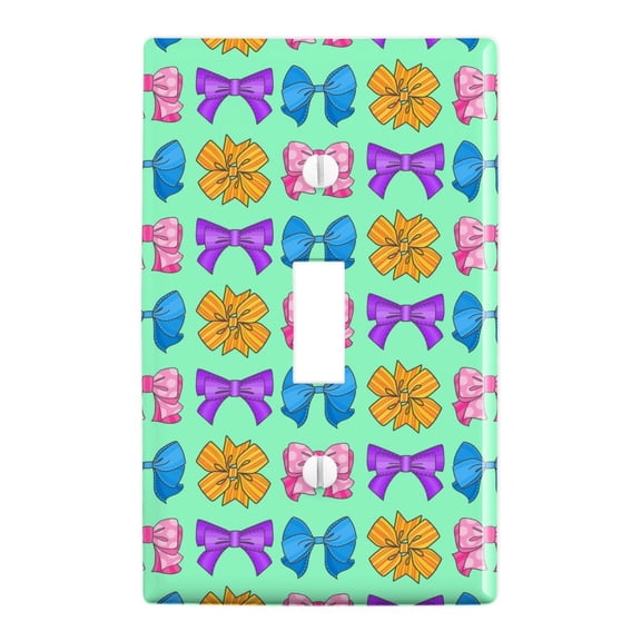 Cute Girly Ribbon Bows Set Plastic Wall Decor Toggle Light Switch Plate Cover