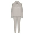 thumbnail image 4 of Elainilye Fashion Jogging Suits for Women 2 Piece Sweatsuits Casual Solid Color Zipper Lapel Sweatshirt Top and Pants Set,Gray, 4 of 5
