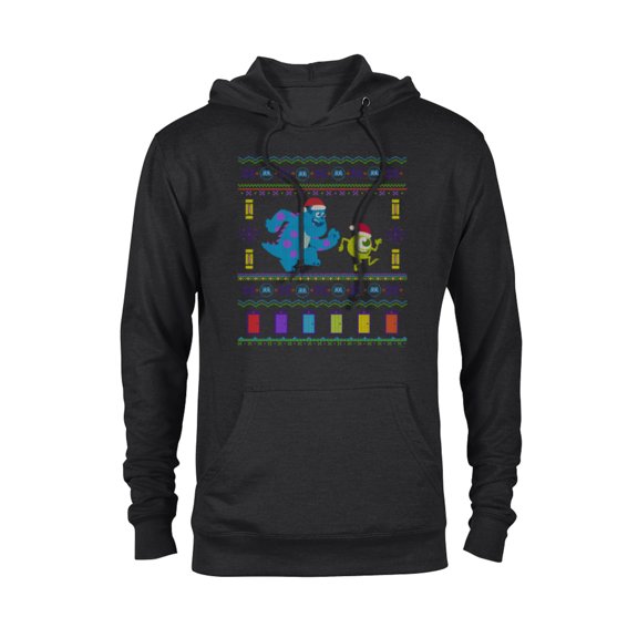 Disney PIXAR Monsters, Inc. Ugly Christmas Sweater Holiday - Pullover Hoodie for Adults - Customized-Black