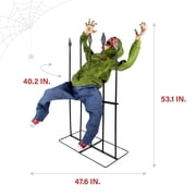 Haunted Hill Farm 4.4 ft Voice-Sensor Impaled Zombie Halloween Animatronic, HHIMPZOMB-1FLSA