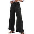 thumbnail image 2 of Qetyuw Women's Wide Leg Pants High Waist Drawstring Palazzo Pants with Big Pockets Stretch Loose Lightweight Flowy Beach Sleep Trousers, 2 of 8