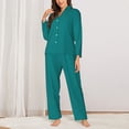 thumbnail image 2 of Daiia Teal for Women's Long-Sleeved Pajama Set – Soft & Comfortable Sleepwear Button-Up Pajamas Cozy Lounge Wear-Large, 2 of 7