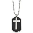 thumbnail image 2 of Chisel Stainless Steel Polished Black IP-plated 2 Piece Cross Dog Tag on a Ball Chain Necklace - 24", 2 of 7