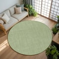 thumbnail image 3 of Green 7ft Round Rug, Farmhouse Burlap Solid Green Color Modern Linen Texture Non-Skid Rubber Backing Large Area Rugs - Living Room Bedroom Home Office, Indoor Floor Mat Carpets Washable Rug, 3 of 9