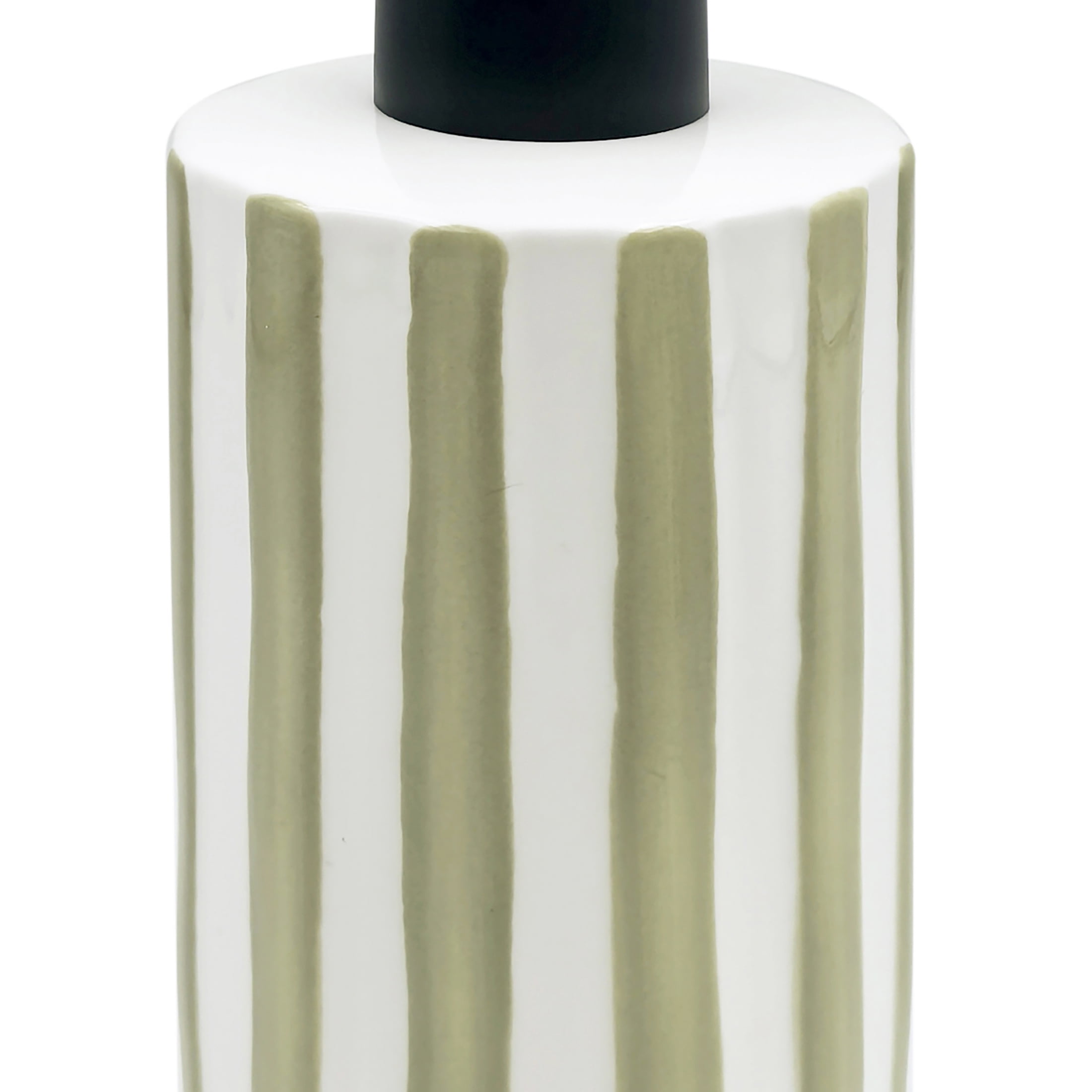 Mainstays Hand-Painted Green Stripe Stoneware Soap Pump