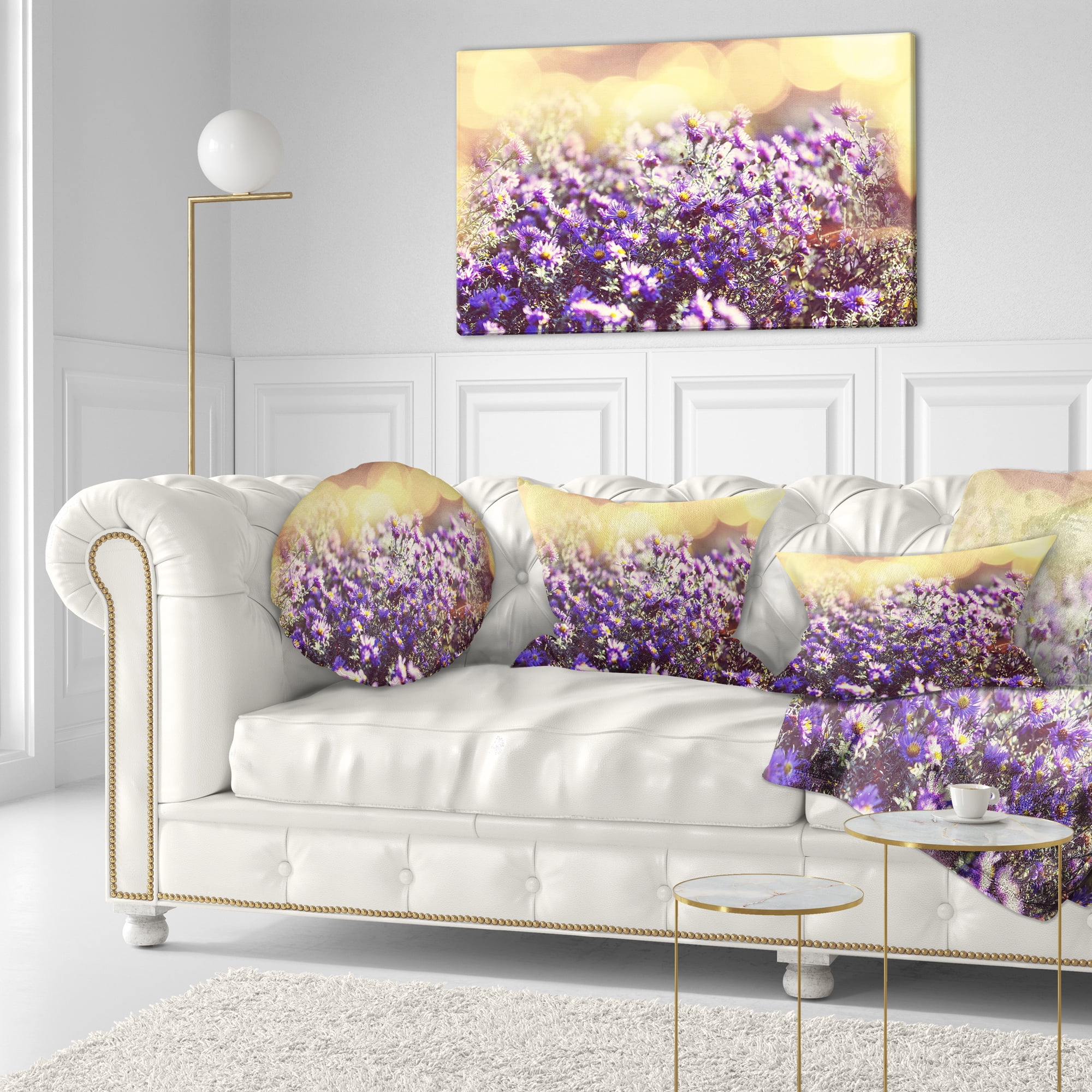 Designart 12" x 20" Floral Polyester Throw Pillow