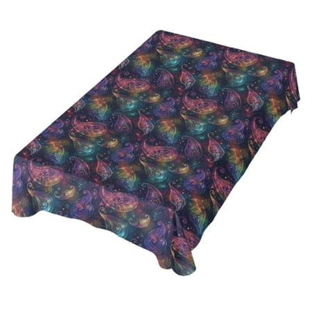 

JSTEL Paisley Rainbow Nebula Table Cloth Square 60 x 60 Inch Tablecloth Anti Wrinkle Table Cover for Dining Kitchen Parties