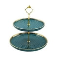 thumbnail image 2 of 2 Layer Cupcake Stand Elegant Ceramic Dessert Cake Stand Serving Tray for Cakes Green, 2 of 8
