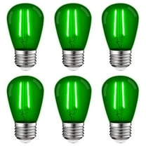 Luxrite S14 Edison LED Green Light Bulb 0.5W Colored LED Bulbs for Outdoor String Lights UL Listed E26 Base 6 Pack