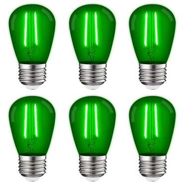 Luxrite S14 Edison LED Green Light Bulb 0.5W Colored LED Bulbs for Outdoor String Lights UL Listed E26 Base 6 Pack