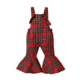 thumbnail image 2 of Baby Summer Clothes 6M 12M 18M 24M 3Y 4Y Toddler Romper Kids Girls Suspender Pants Vintage Elastic Waist Plaid Flare Pants Casual Jumpsuit, 2 of 10