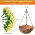 thumbnail image 5 of Artificial Hanging Flowers in Basket for Patio Garden Porch Deck Spring Decoration, Artificial Daisy Arrangement,Fake Plants in inch Coconut Lining Basket for Outdoor/Indoor(Purple), 5 of 5