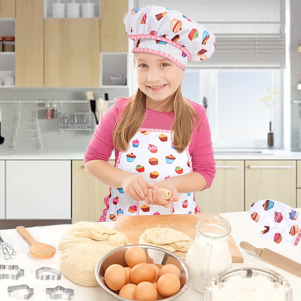 Kids Baking Gadgets Set Mitt Kneading Stick Spoon Apron Egg Beater Small  Cloth Kit Kitchen Tools 
